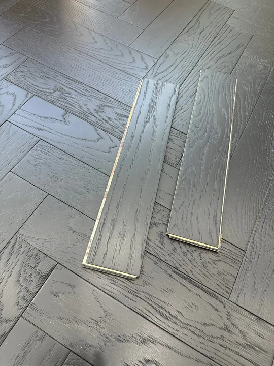 Brushed Lac Black Solid Herringbone, 10mm x 90mm product image 1 | Wood Floors Online