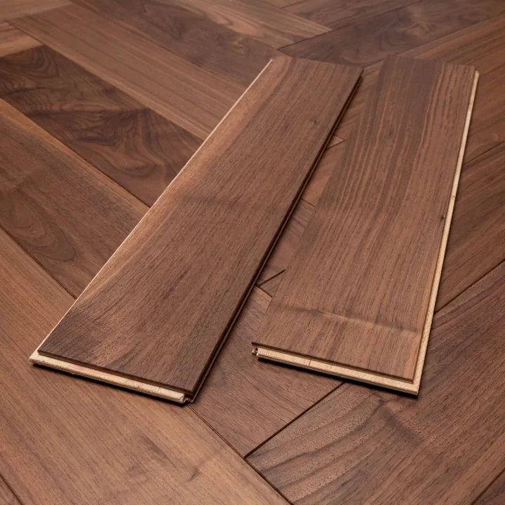 UV Oiled American Black Walnut Engineered Walnut Herringbone, 14mm x 125mm product image 1 | Wood Floors Online