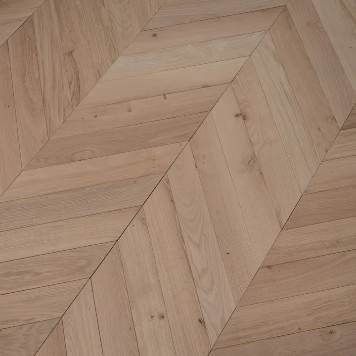 Unfinished Natural Oak Engineered Chevron, 14mm x 90mm product image 1 | Wood Floors Online