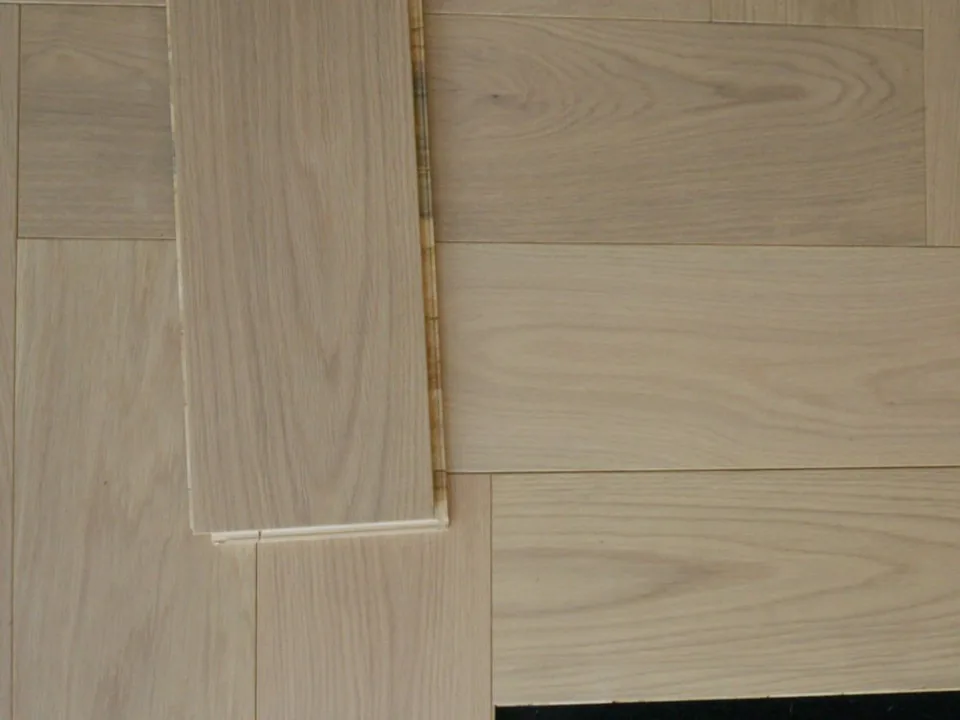 Oiled White / Light Oak Engineered Herringbone, 14mm x 150mm product image 1 | Wood Floors Online