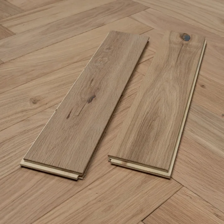 Unfinished Natural Oak Engineered Herringbone, 14mm x 90mm product image 1 | Wood Floors Online