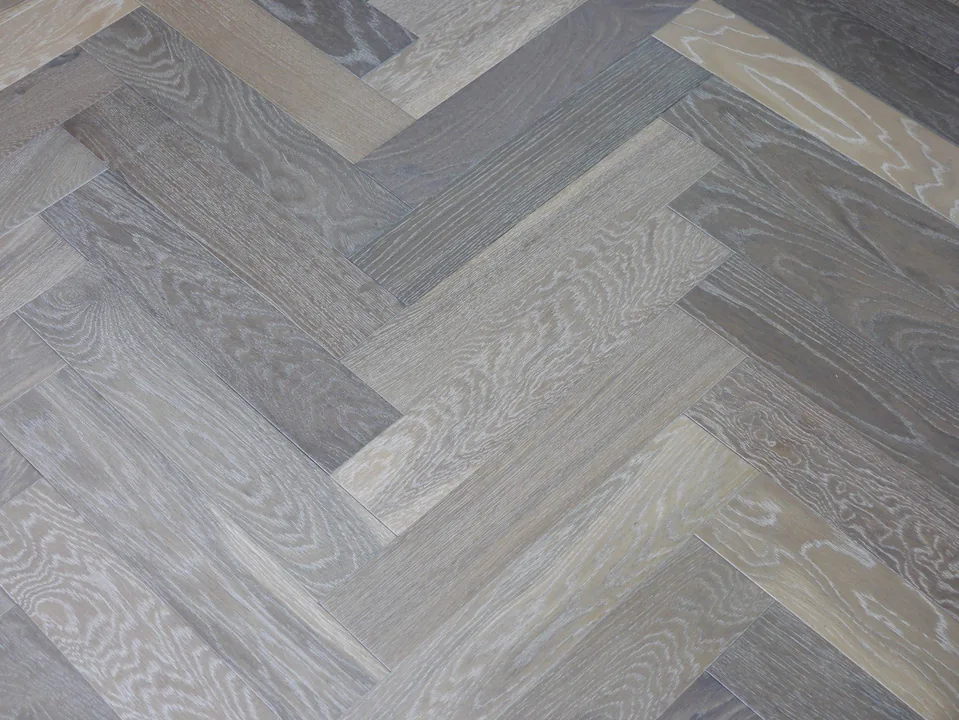 Brushed UV Oiled Smoke Grey Engineered Herringbone, 14mm x 90mm product image 1 | Wood Floors Online