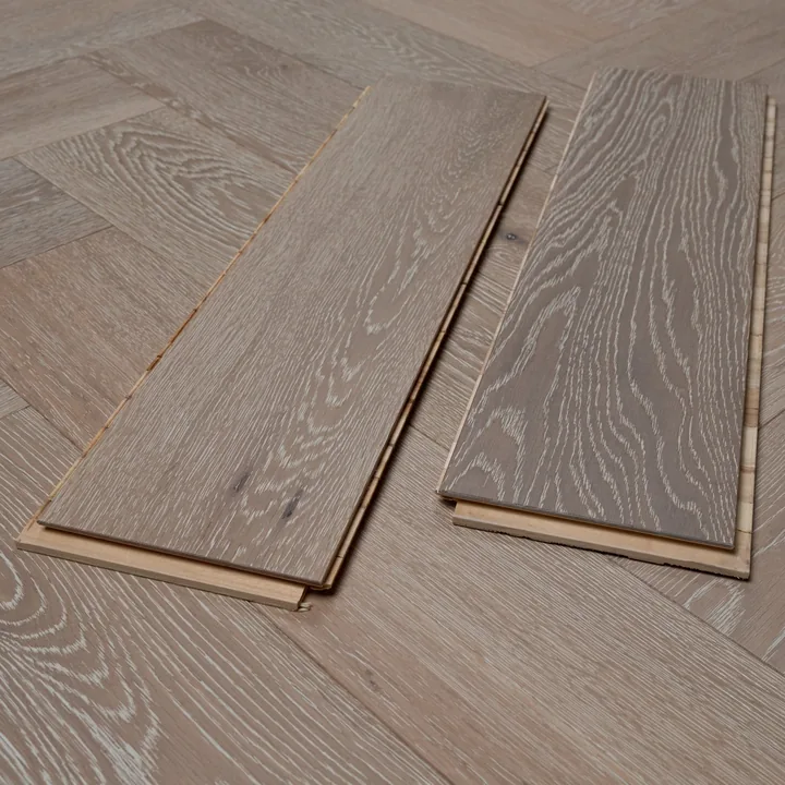 Brushed and Oiled White Washed Oak Engineered Herringbone, 14mm x 150mm product image 1 | Wood Floors Online