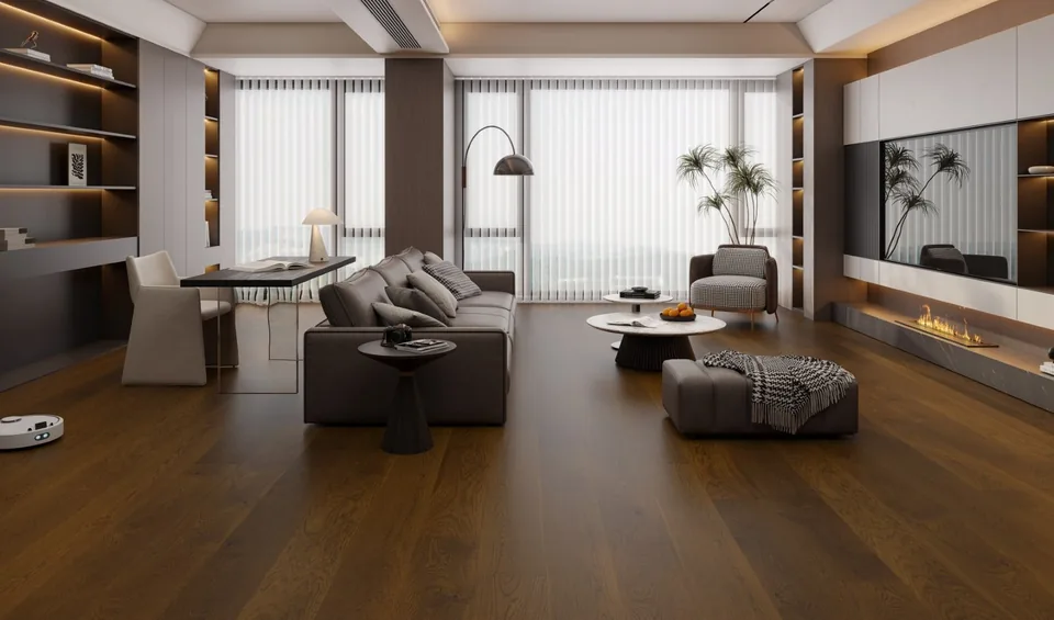Brushed & Hazelnut Brown Engineered Flooring, 14mm x 220mm product image 1 | Wood Floors Online
