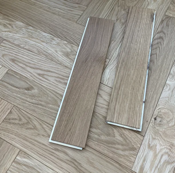 Brushed Lac Natural Oak Solid Herringbone, 10mm x 90mm product image 1 | Wood Floors Online