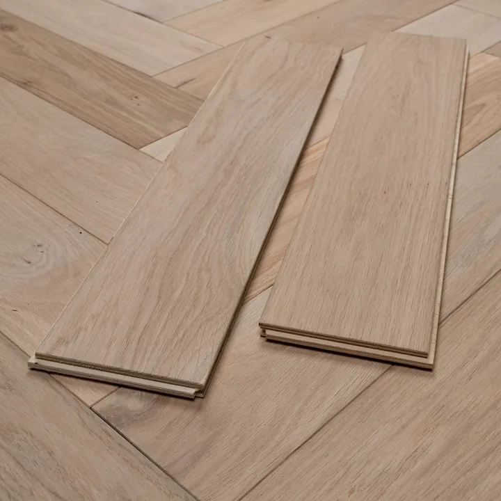 Unfinished Natural Oak Engineered Herringbone, 14mm x 125mm product image 1 | Wood Floors Online