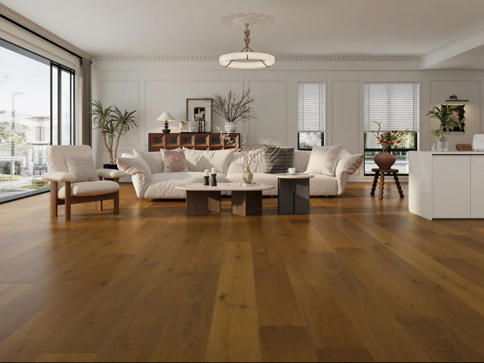 Smoke Stain, Brushed & Light Cocoa Engineered Flooring, 15mm x 220mm product image 1 | Wood Floors Online