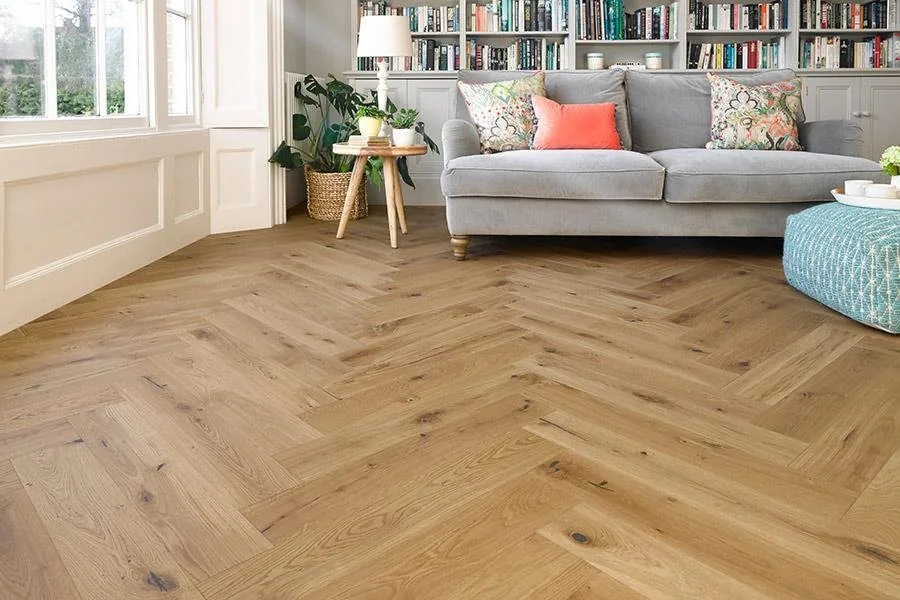 Engineered 14 or 15 mm flooring Home Choice Herringbone Engineered European Rustic Oak Flooring 14mm x 130mm Toffee Oiled product image 1 | Wood Floors Online