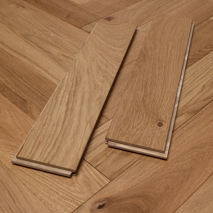 Brushed & Natural Oak Engineered Herringbone, 14mm x 90mm product image 1 | Wood Floors Online