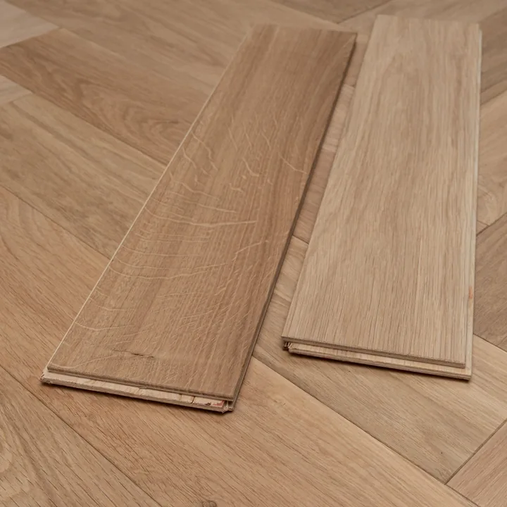 Unfinished Natural Oak Engineered Herringbone, 14mm x 125mm product image 1 | Wood Floors Online