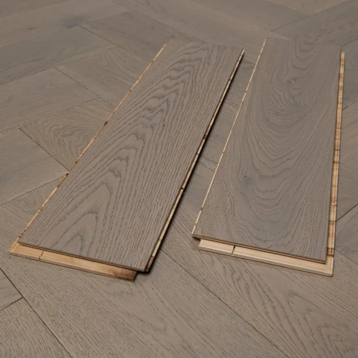 Brushed UV Oiled Grey Oak Engineered Herringbone, 14mm x 150mm product image 1 | Wood Floors Online