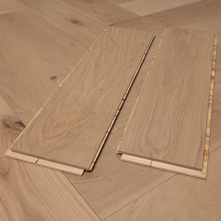 Invisible Lacquer Natural Oak Engineered Herringbone, 14mm x 150mm product image 1 | Wood Floors Online