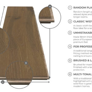 Galleria Professional Solid European Rustic Oak Flooring 18mm x 150mm Stoney Grey Brushed & Lacquered - Image 4