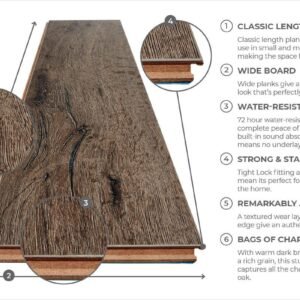 Audacity 12mm Laminate Homestead Oak Built-in Underlay - Image 4