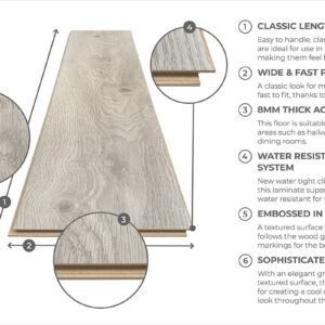 Aqualock 8mm Laminate Flooring Silver Oak - Image 4