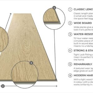 Audacity 12mm Laminate Flooring Light Beige Oak Built-in Underlay - Image 2