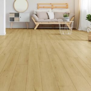 Audacity 12mm Laminate Flooring Light Beige Oak Built-in Underlay - Image 1
