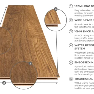 Aqualock 10mm Laminate Flooring Tawny Oak - Image 4