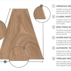 Series Woods 8mm Herringbone Laminate Flooring Warm Honey Oak - Image 4