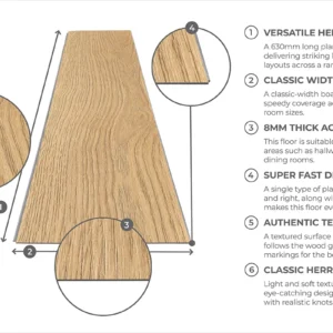 Series Woods 8mm Herringbone Laminate Flooring Sand Oak - Image 4