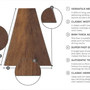 Series Woods 8mm Herringbone Laminate Flooring Praline Oak - Image 4