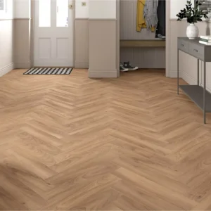 Series Woods 8mm Herringbone Laminate Flooring Warm Honey Oak - Image 1