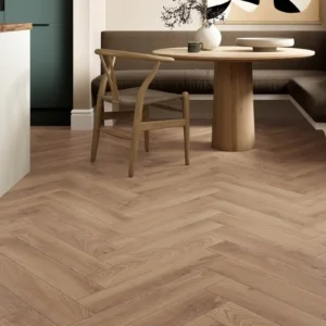 Series Woods 8mm Herringbone Laminate Flooring Golden Oak - Image 1