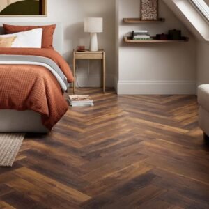 Series Woods 8mm Herringbone Laminate Flooring Praline Oak - Image 1