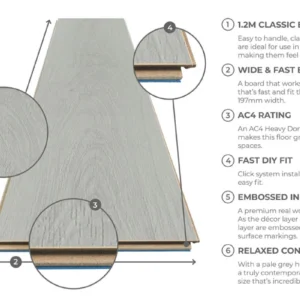 Series Woods 8mm Acoustic Laminate Arctic White Oak Built-in Underlay - Image 4