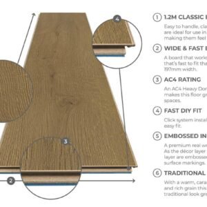 Series Woods 8mm Acoustic Laminate Rich Caramel Oak Built-in Underlay - Image 4