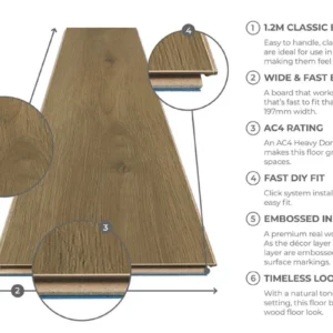 Series Woods 8mm Acoustic Laminate Rustic Natural Oak Built-in Underlay - Image 4
