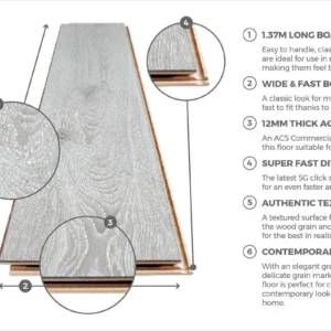 Series Woods 12mm Laminate Flooring Grey Oak - Image 4