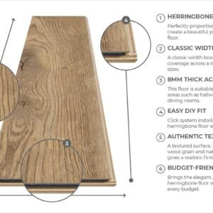Series Woods 8mm Herringbone Laminate Flooring Gentle Gold Oak - Image 3