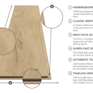 Series Woods 8mm Herringbone Laminate Flooring Roma Oak - Image 4