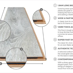 Series woods 12mm Laminate Flooring Highland silver Oak - Image 2