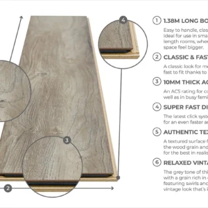 Series Woods Professional 10mm Laminate Flooring Harbour grey Oak - Image 4