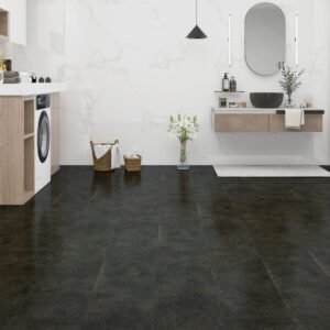 SPC Tile Effect 6.5mm / 0.5mm x 310 x 600 | Onyx Black – YT-WF-DC061V2 - Image 1